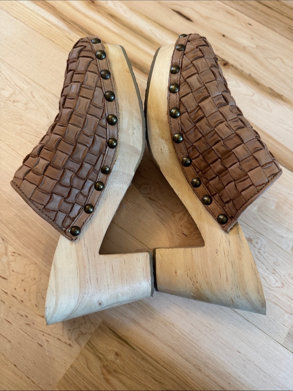 Free People Woven Adelaide Clogs Shoes Taupe Tan-37-6.5-7 - Picture 3 of 7